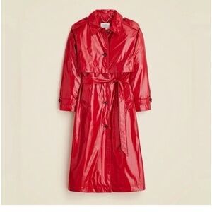 J. Crew Shiny Red Trench Coat